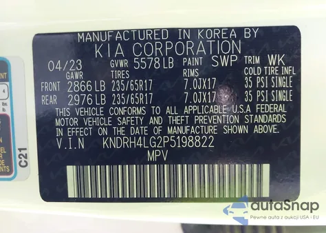 2023 Kia Sorento Hybrid Ex z USA, uszkodzony, nr VIN KNDRH4LG2P5198822